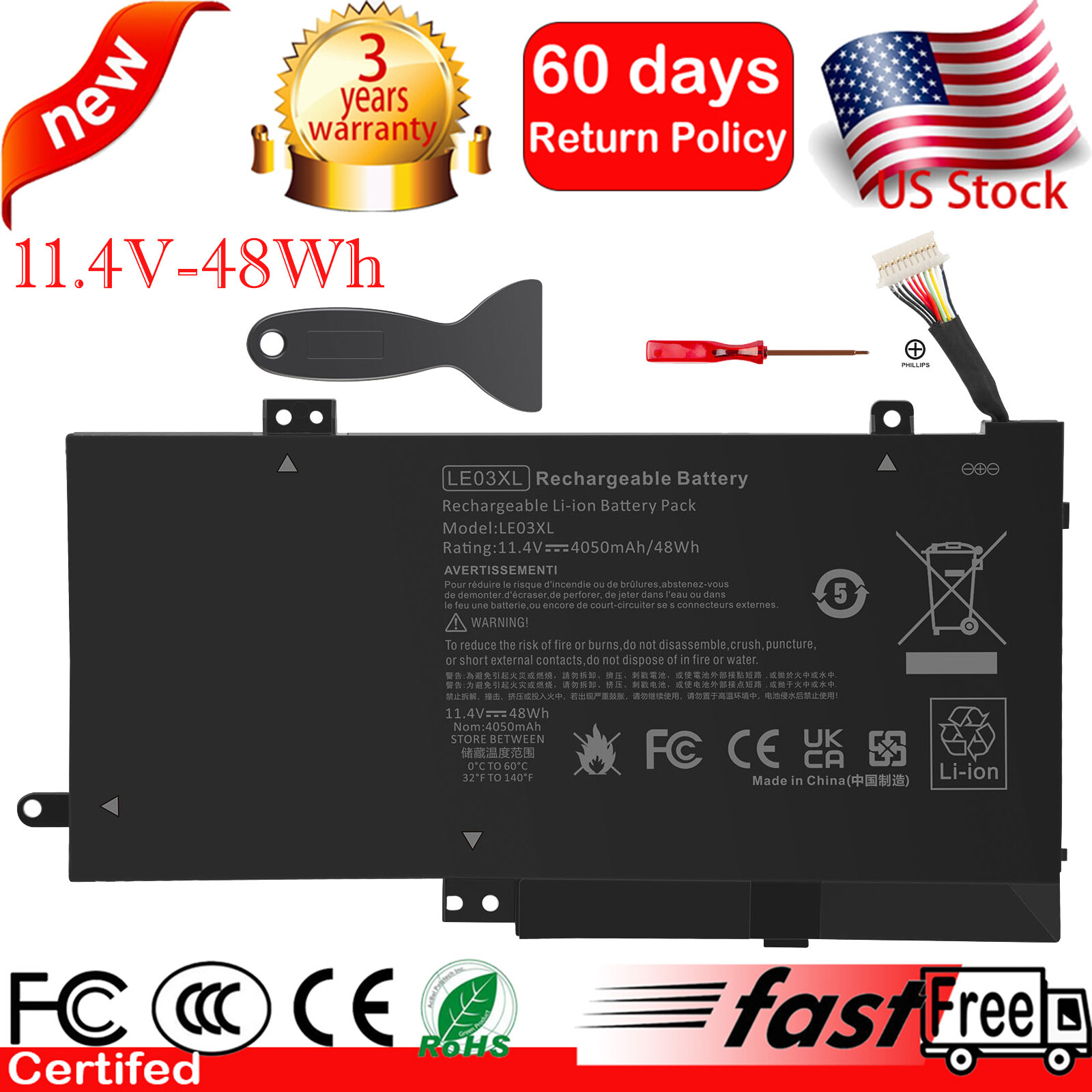LE03XL Laptop Battery for HP Envy x360 13-S000 15-bk000 Series 796356-005
