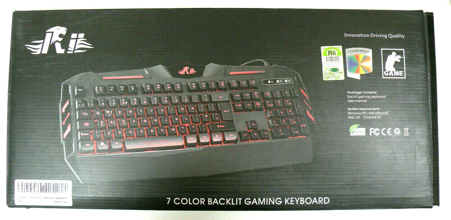 Rii RK900 7 Rainbow Colors Multi Media Gaming Keyboard LED Back lit Mechanical