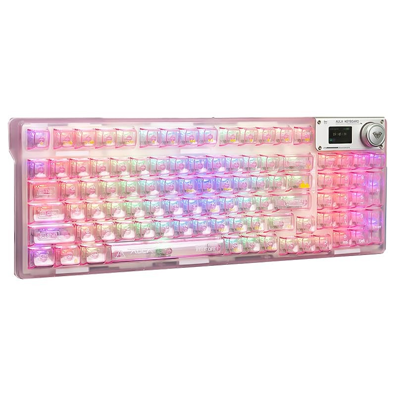 F98 V3 Wireless Mechanical Keyboard with Transparent Keycaps,Hot-swappable,Pr...