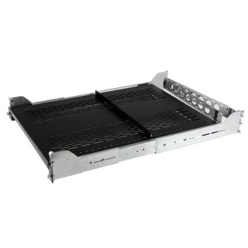 Startech IT UNISLDSHF192 2U Vented Sliding Rack Shelf Black 50lbs