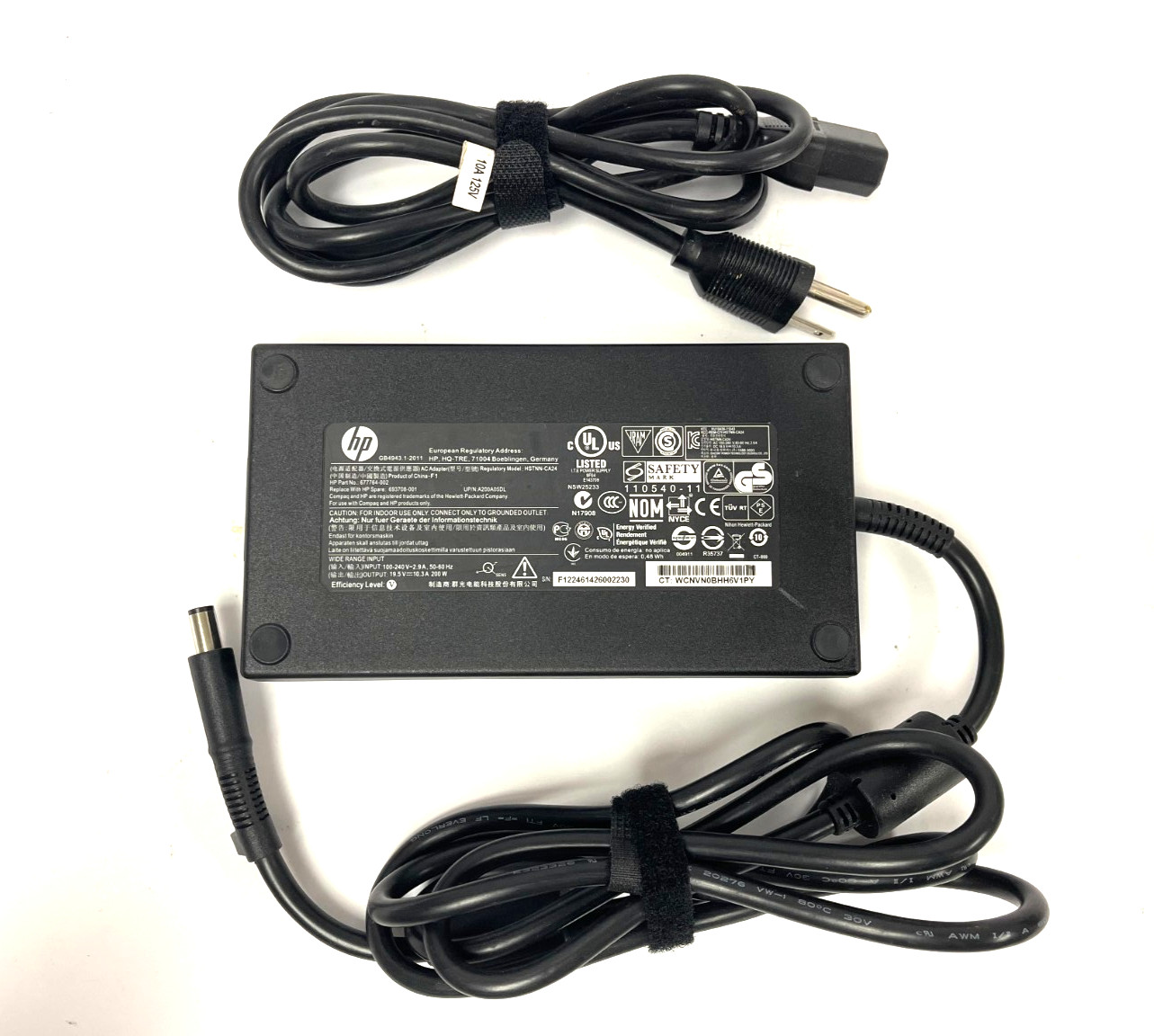 Genuine HP 200W 19.5V 10.3A AC Adapter Charger HSTNN-CA24 7.4mm