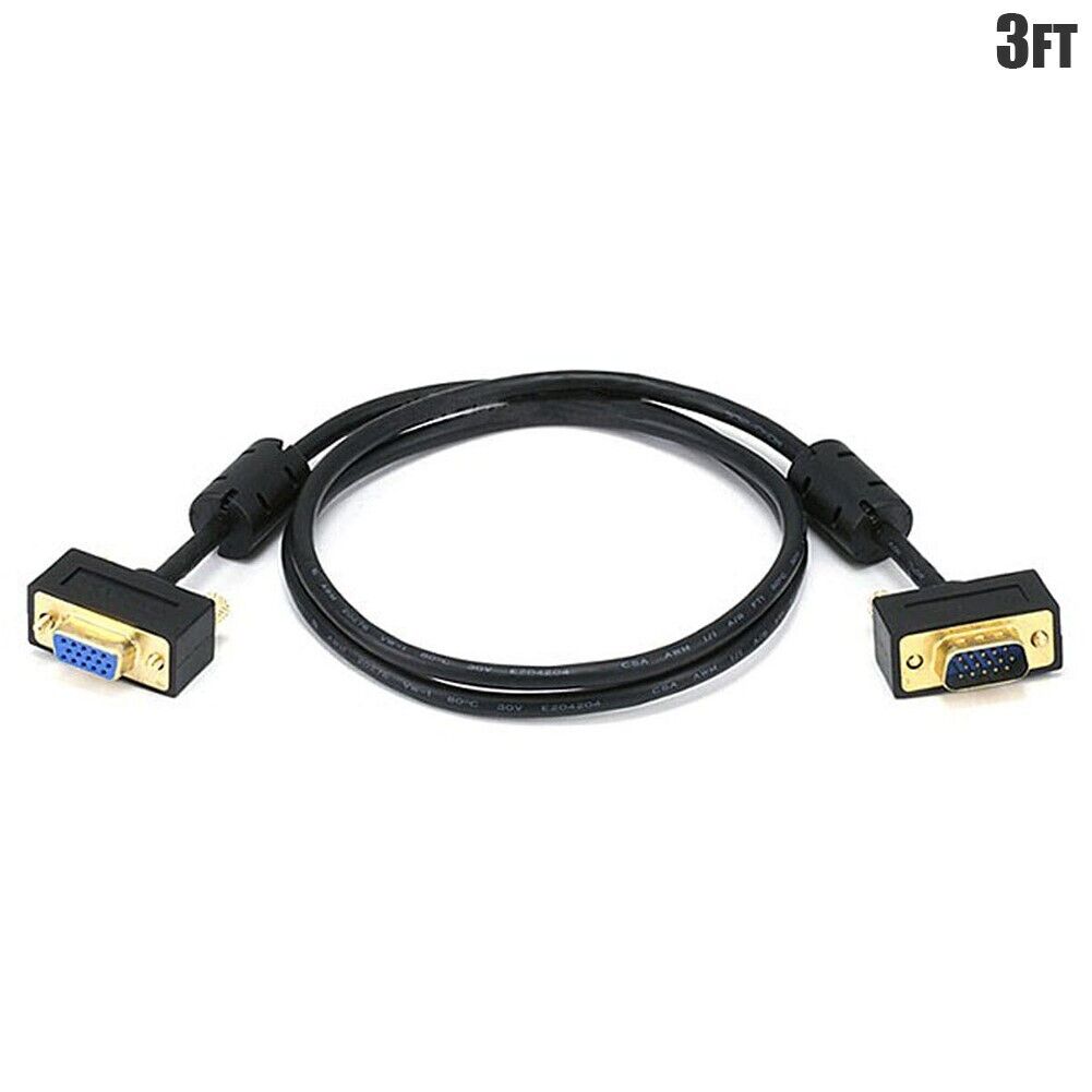 1.5ft-50ft Ultra Slim SVGA Super VGA 30/32AWG Male to Female DB15 Monitor Cable