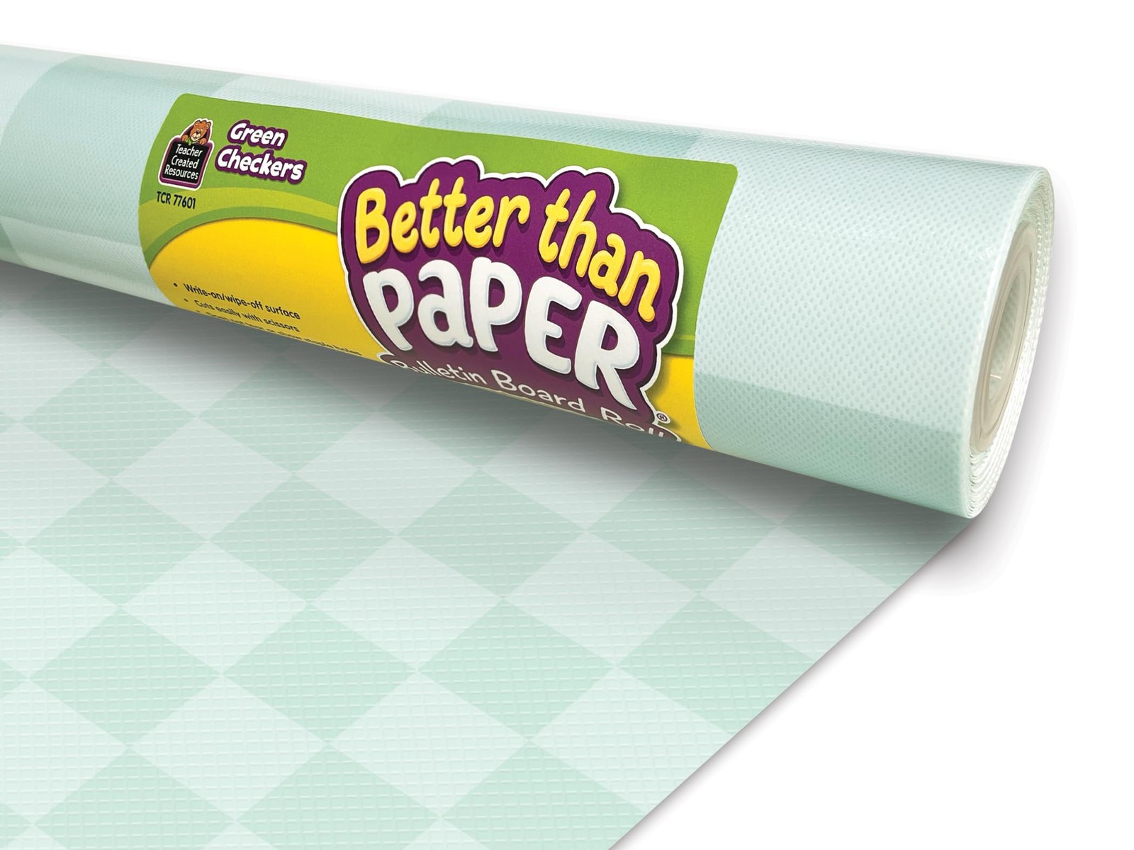 Bulletin Board Roll Green Checkers Better Than Paper Teacher Created TCR77601