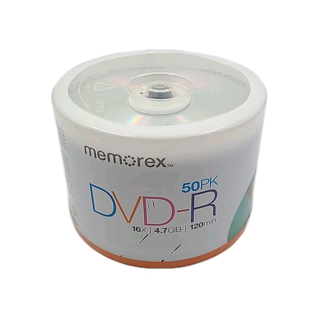 Memorex 50 Pack DVD-R 16X Blank 4.7GB 120 Min Recordable Discs NEW Sealed Pkg