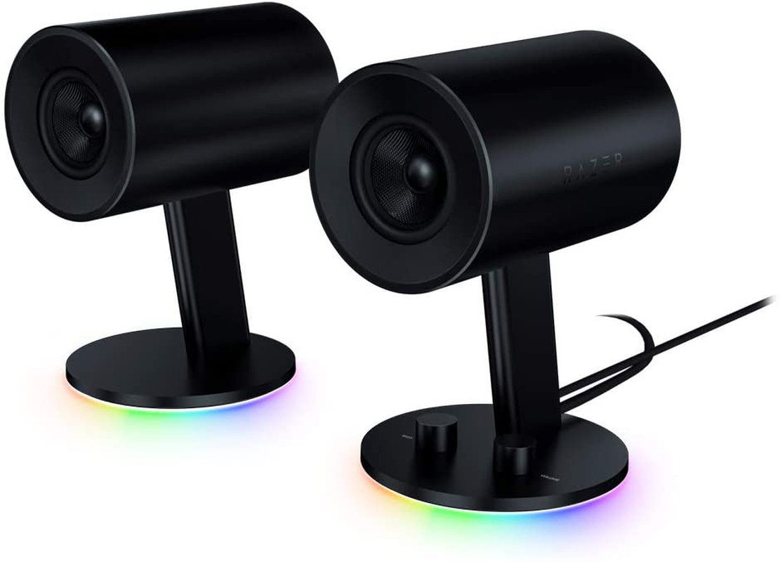 Razer Nommo Chroma: Custom Woven 3" Glass Fiber Drivers - Rear-Facing Bass Ports