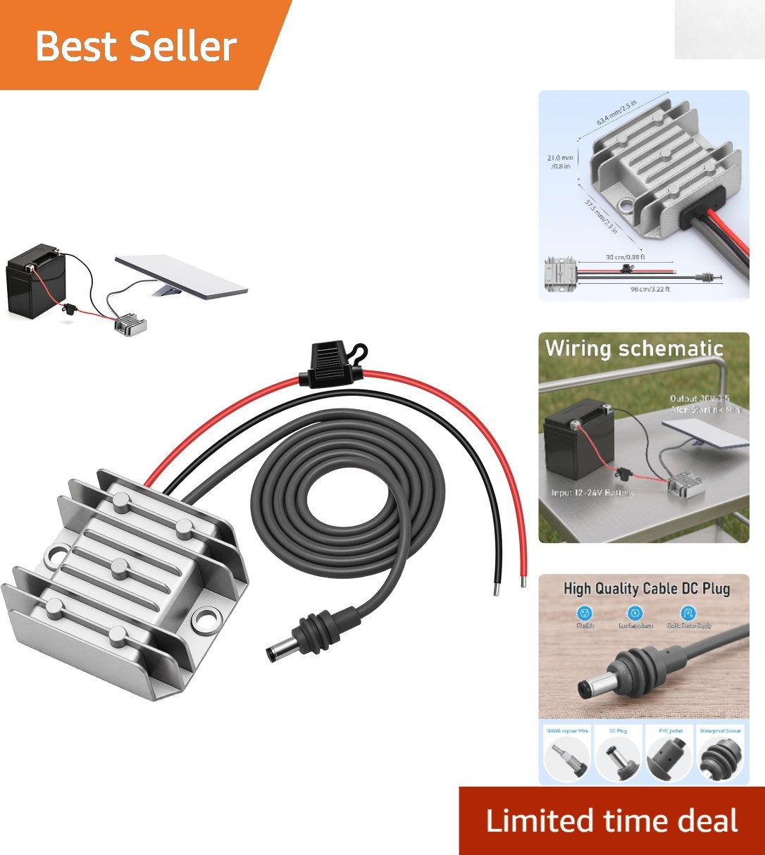 Compact Starlink Mini Power Adapter - 12V to 30V Converter with Safety Features