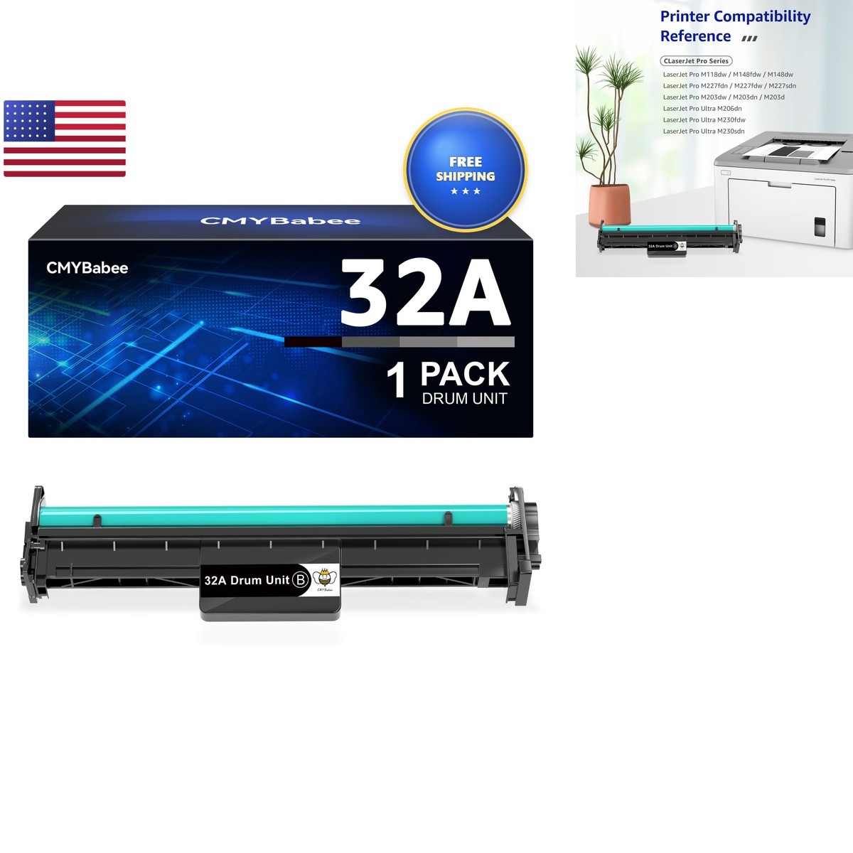 CMYBabee Compatible Drum Unit for HP 32A CF232A HP Pro M203dw M148dw M227fdw (1