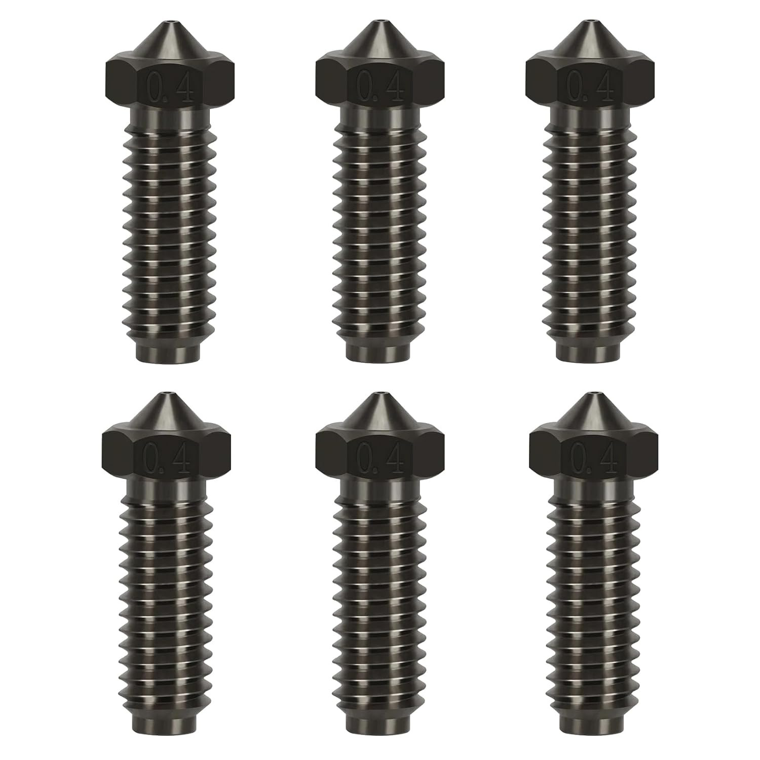 6PCS Hardened Steel Nozzles for Anycubic Kobra 2, 3D Printer High Temperature