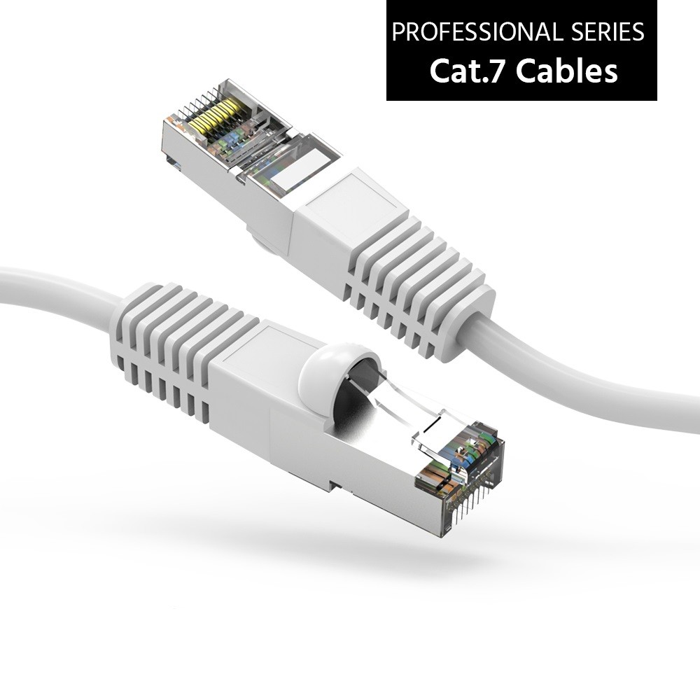 15 Pack of 12Ft CAT7 Shielded (SSTP) 600MHz Ethernet Network Booted Cable White