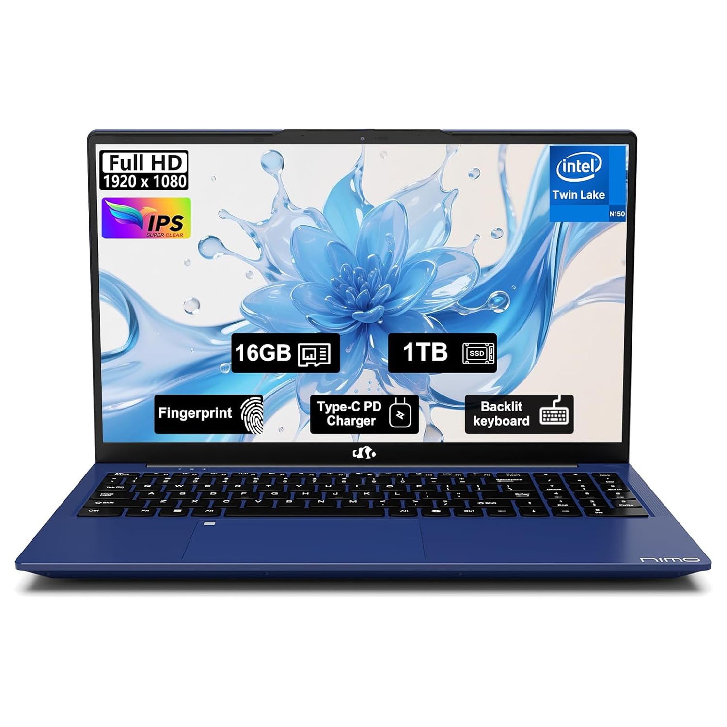 NIMO 15.6" FHD Student Laptop 16GB RAM 1TB SSD N150 Backlit Keyboard Win 11