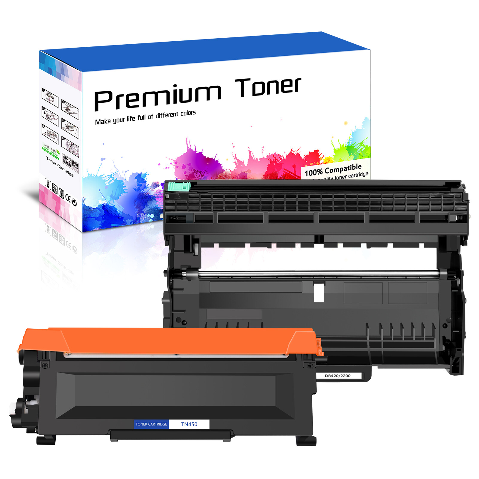 1PK TN450+1PK DR420 Black Toner Cartridge for Brother HL-2240 HL-2240D HL-2242D