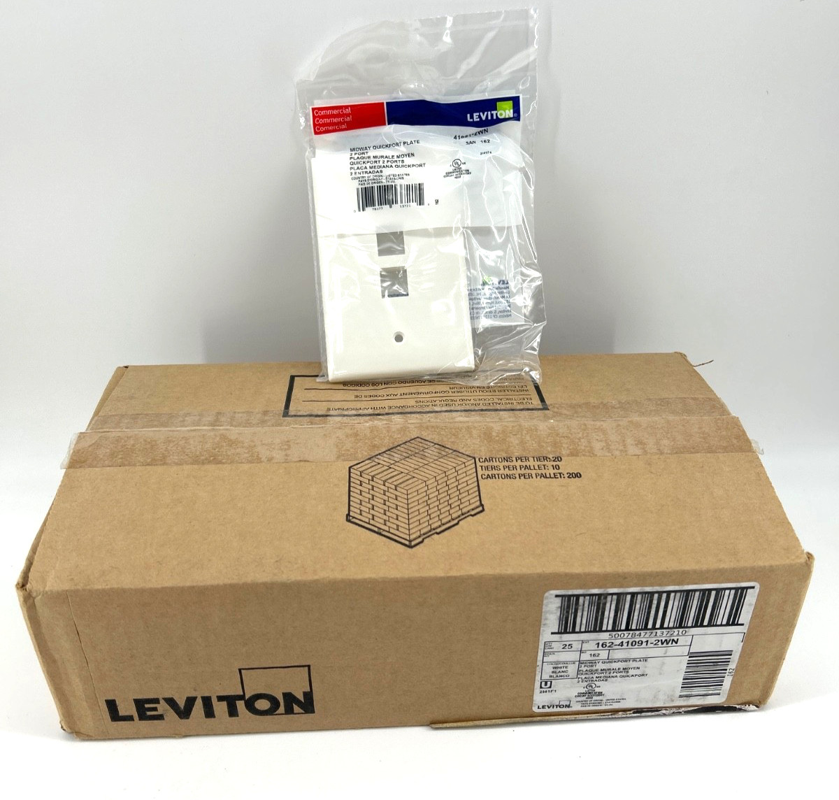 NEW Leviton 41091-2WN QuickPort Wallplate Single Gang 2-Port White BOX OF 25