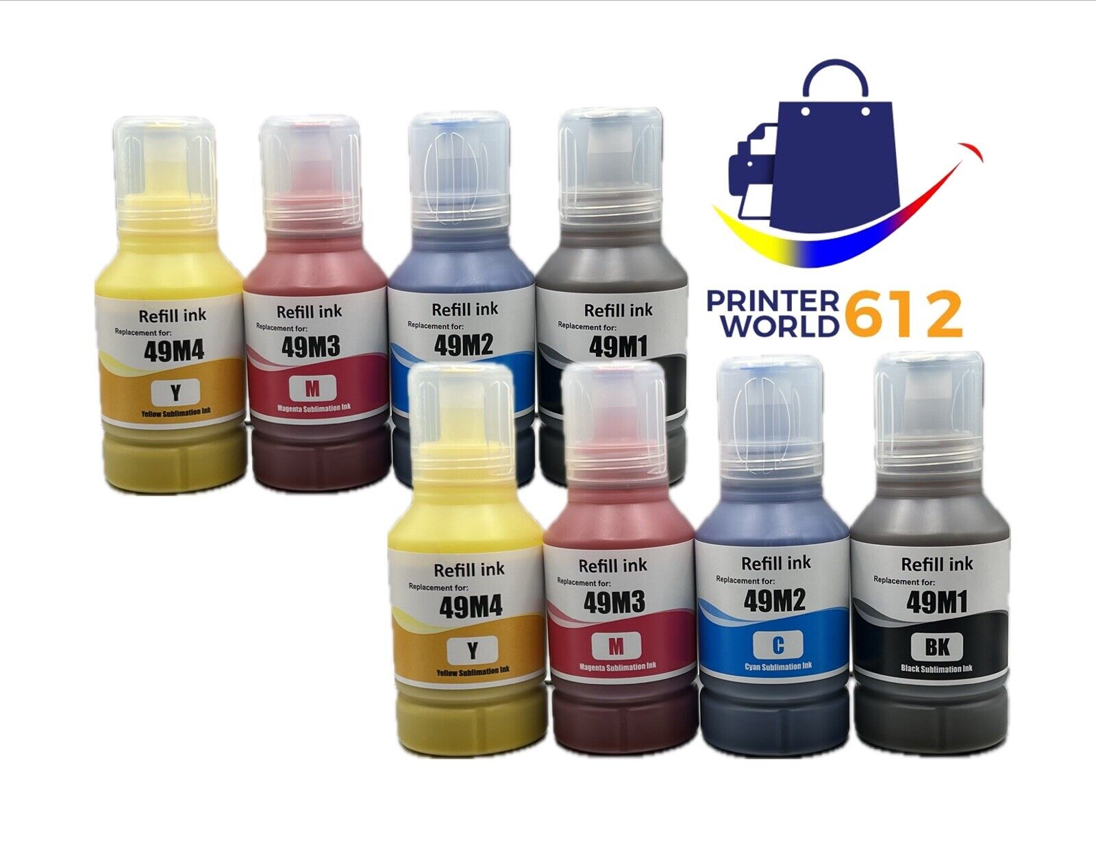 8 Pack T49M Sublimation Dye Ink Bottle Compatible for Epson SureColor F170 F570