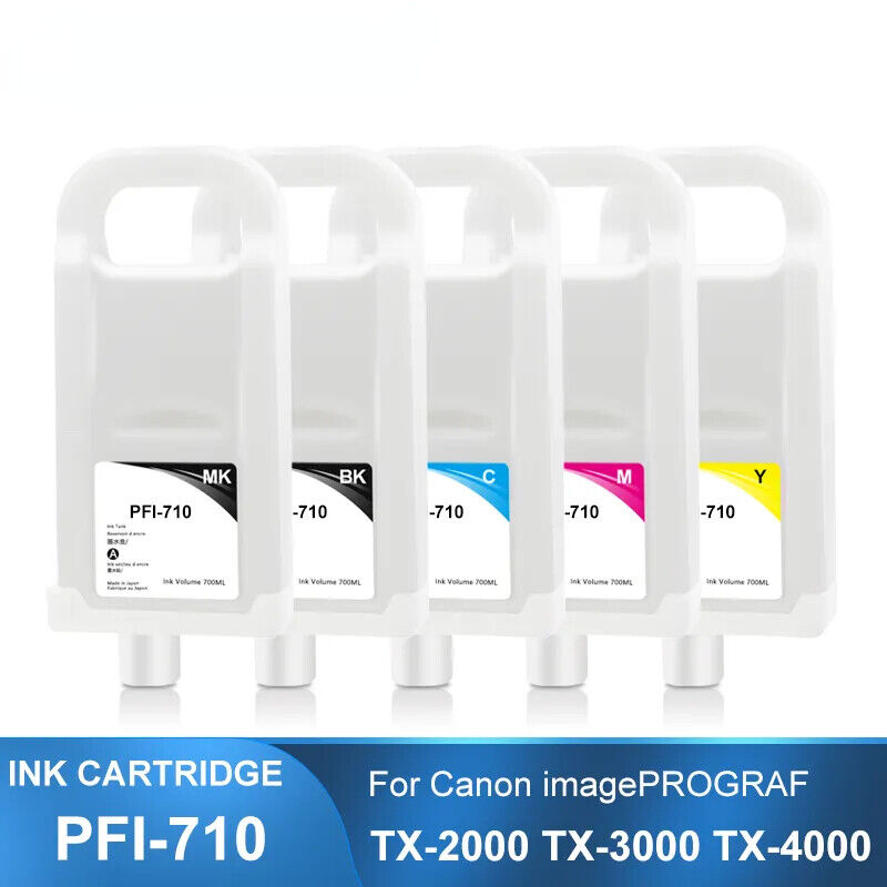 700ML 5Colors PFI710 Refillable Ink Cartridge For Canon TX-2000/3000/4000Printer
