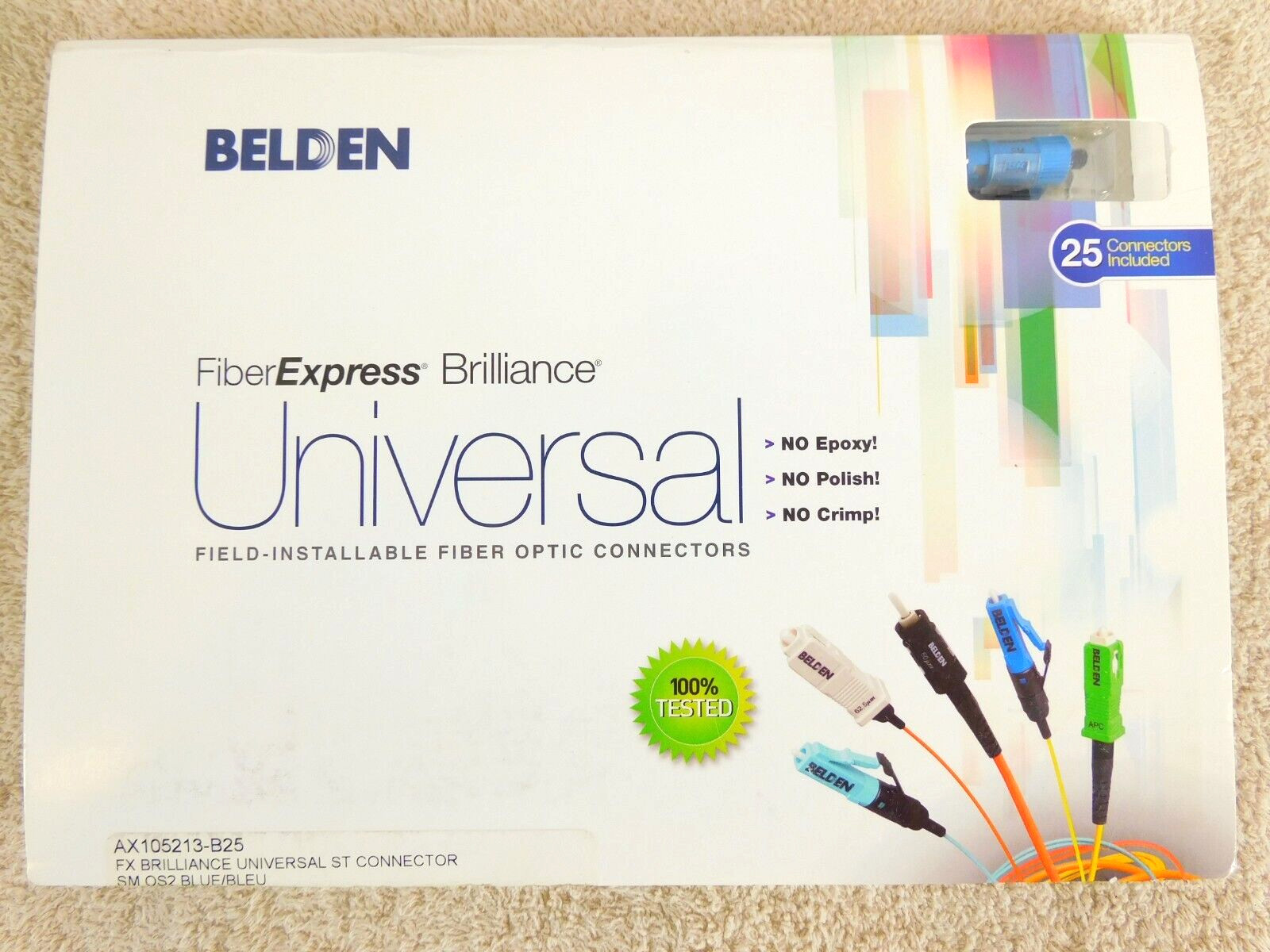 Belden AX105213 ST Connector FX Brilliance Universal SingleMode OS2 - PACK OF 20