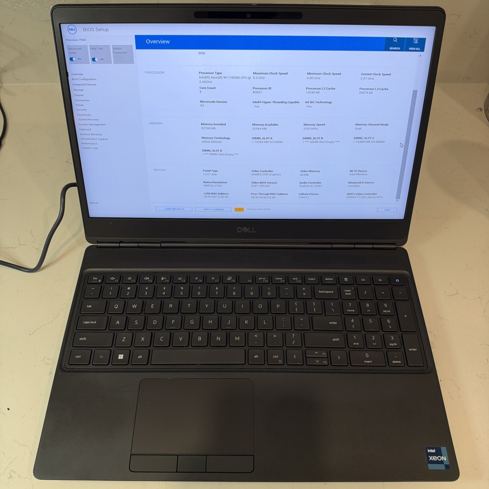 Dell Precision 7560 15.6” Xeon W-11955M | 32GB Ram | 4GB T1200