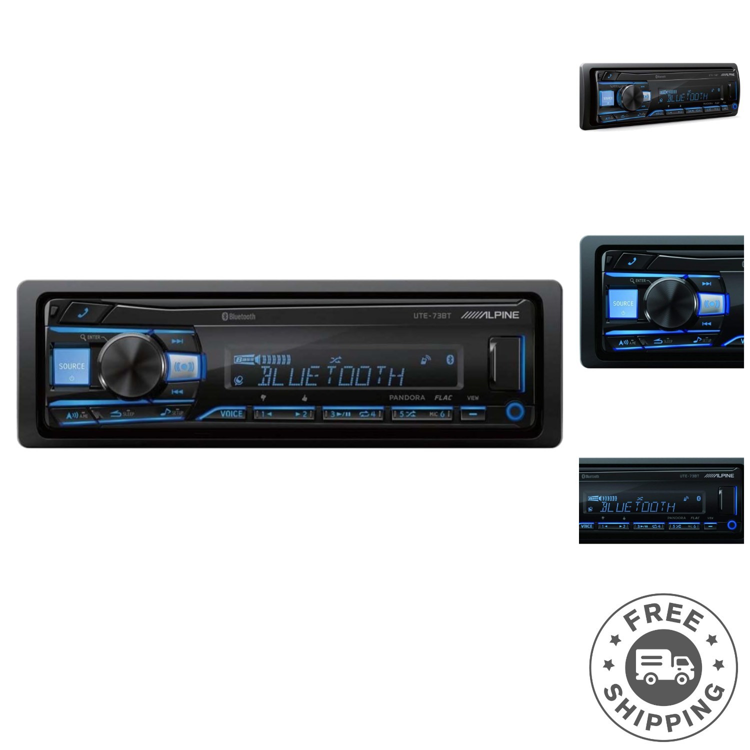 Alpine UTE-73BT Bluetooth Mech-Less Digital Media Receiver – 4 Channel Audio