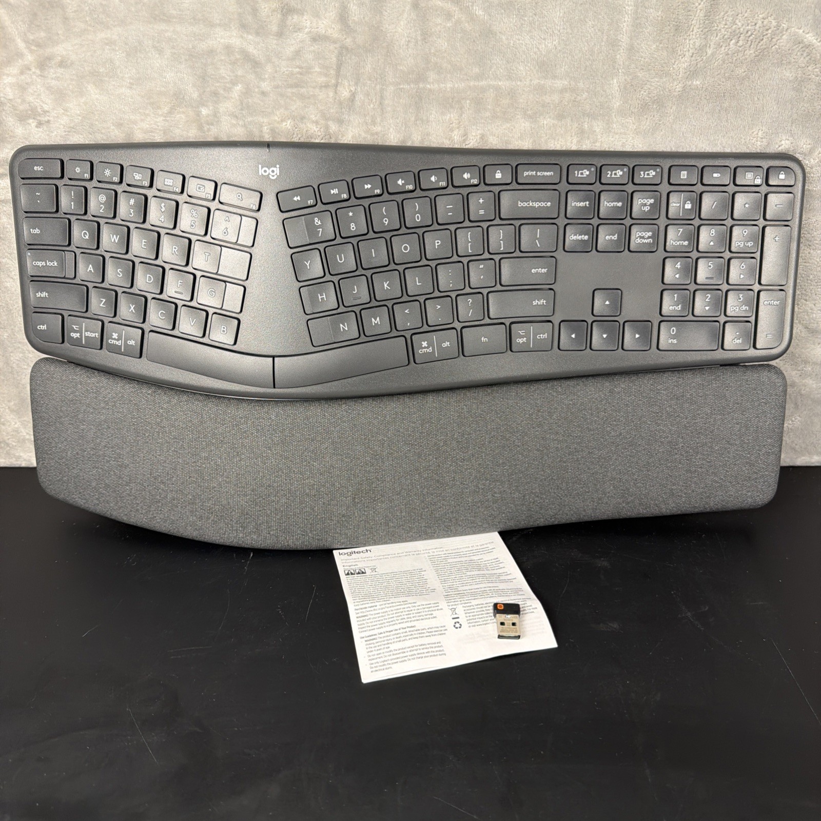 Logitech Logi ERGO K860 Wireless Ergonomic Split Keyboard Bluetooth w Dongle