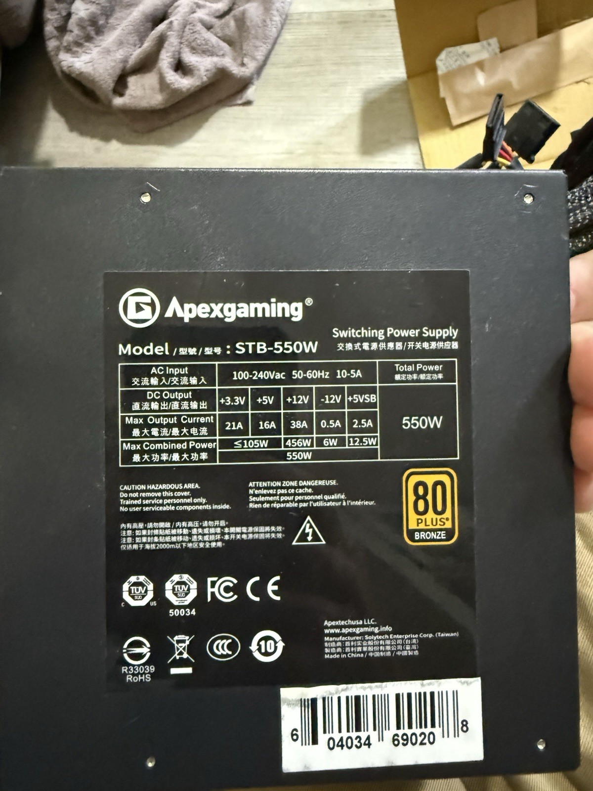 Apexgaming STB-550W 550W 80 Plus Bronze Power Supply