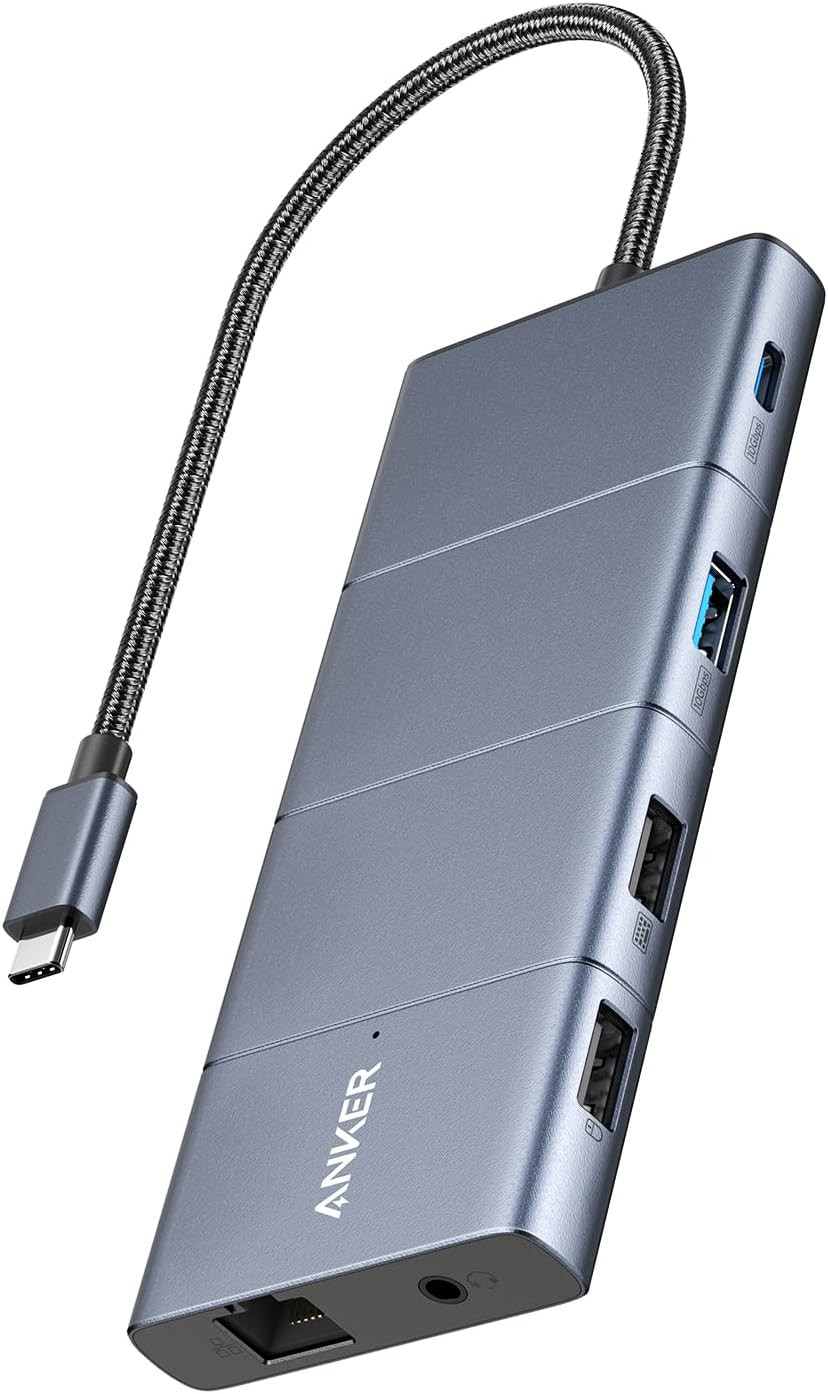 Anker USB-C Hub, 11-In-1 Docking Station Dual Monitor with 4K HDMI and DP | 1 US