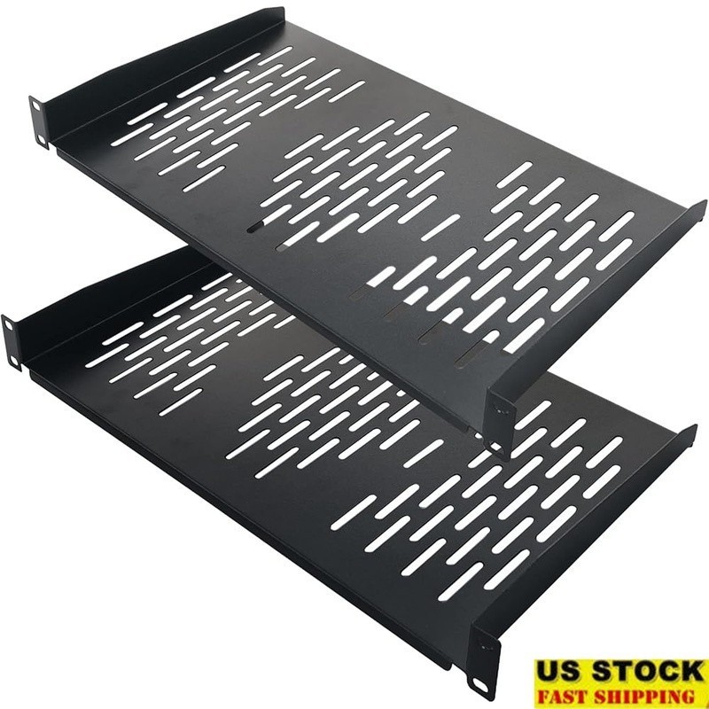 Universal 19 Inch Rack Shelf Vented Tray Sturdy Alloy Steel Easy Install New