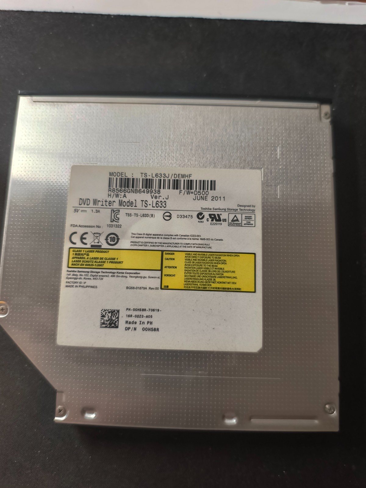 HP Genuine Laptop DVD-RW Burner Drive TS-L633 TS-L633J/DEMHF