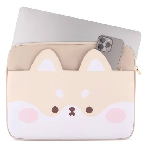 Mimicoco Shiba Character Pocket Laptop Sleeve: Fits Most Devices Up to 14"