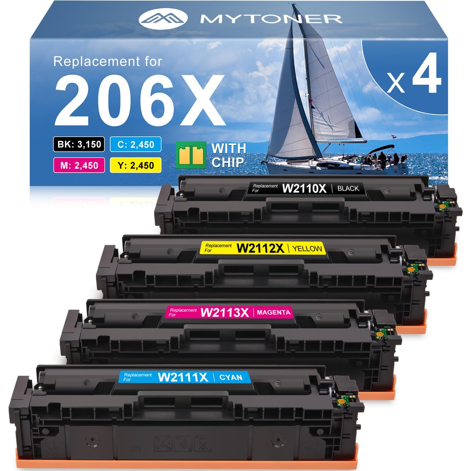 MYTONER 206X Toner Cartridges 4 Pack High Yield for M283fdw M283cdw M255dw