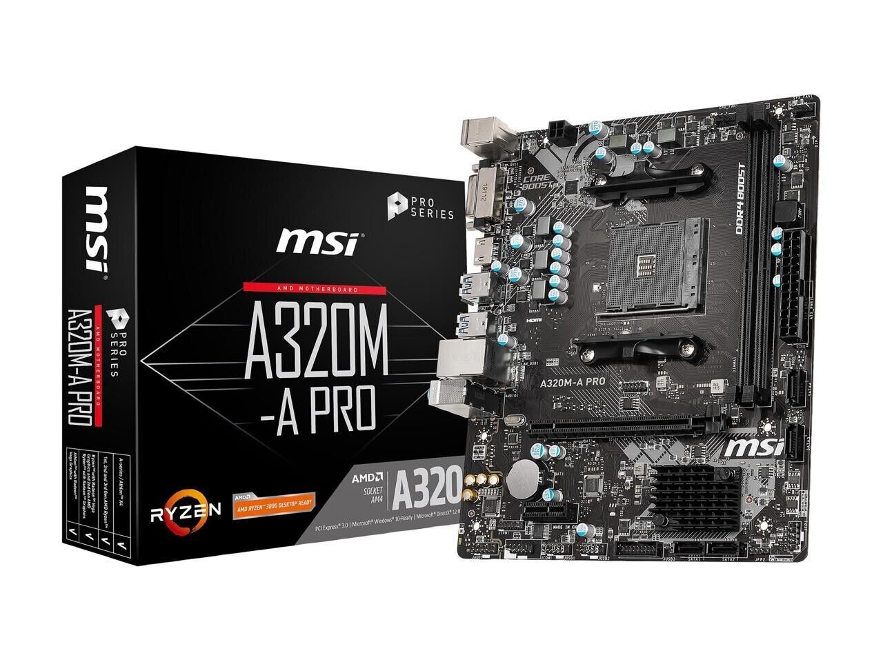 (Factory Refurbished) MSI A320M-A PRO AM4 SATA 6Gb/s Micro ATX AMD Motherboard