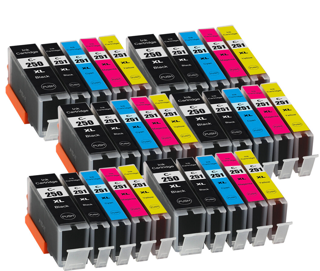 30PK PGI250 CLI251 XL Printer Ink Replacement for Canon MG5420 iX6820 MG5522 