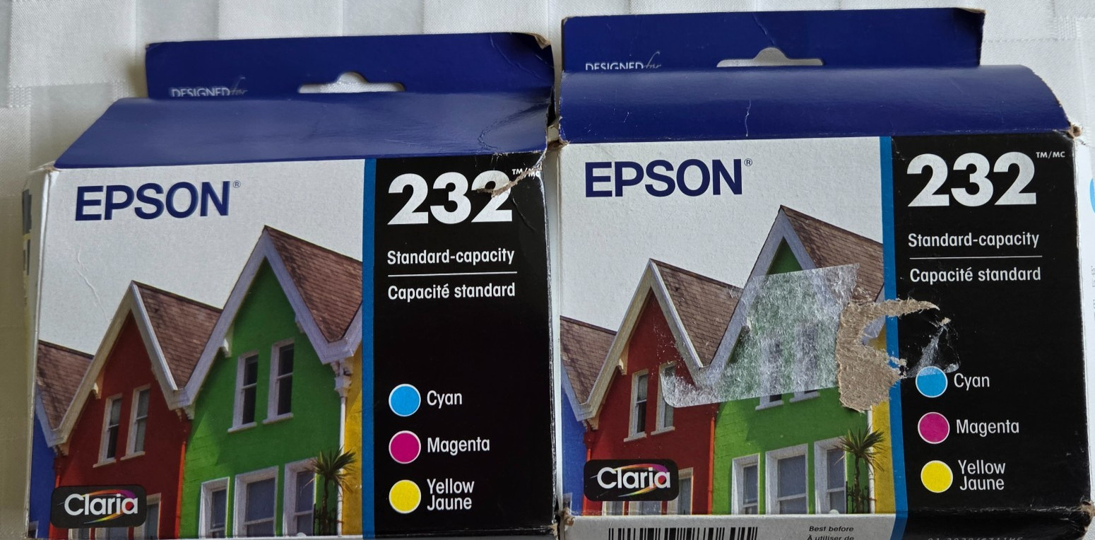 2 x Genuine Epson 232 Color Cartridge Combo-C/M/Y-OEM-NEW-3PK