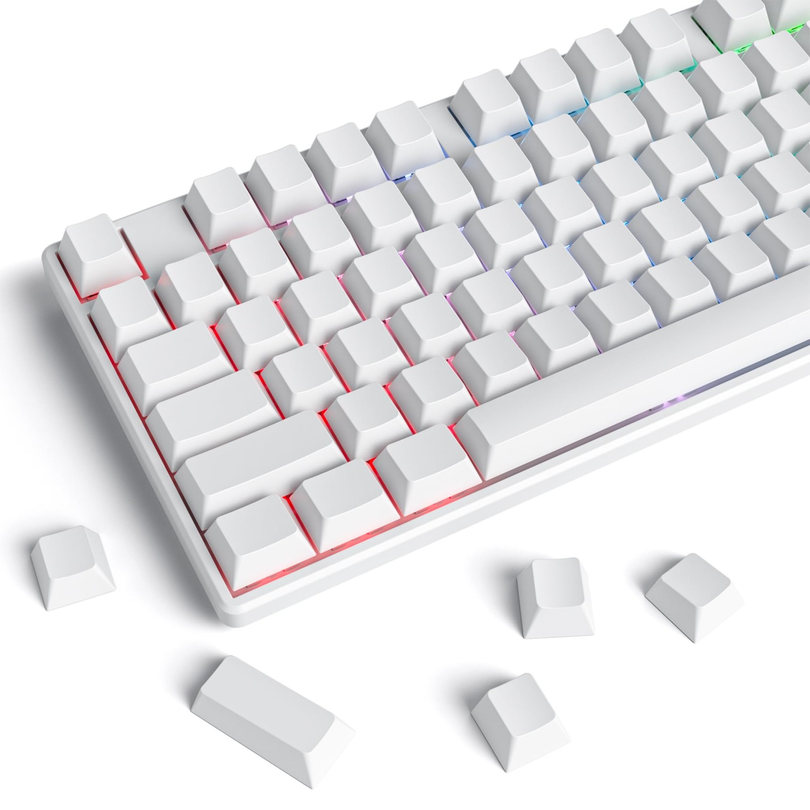 129 PCS White Blank Thick PBT Keycaps Cherry Profile Minimalist 7U Spacebar