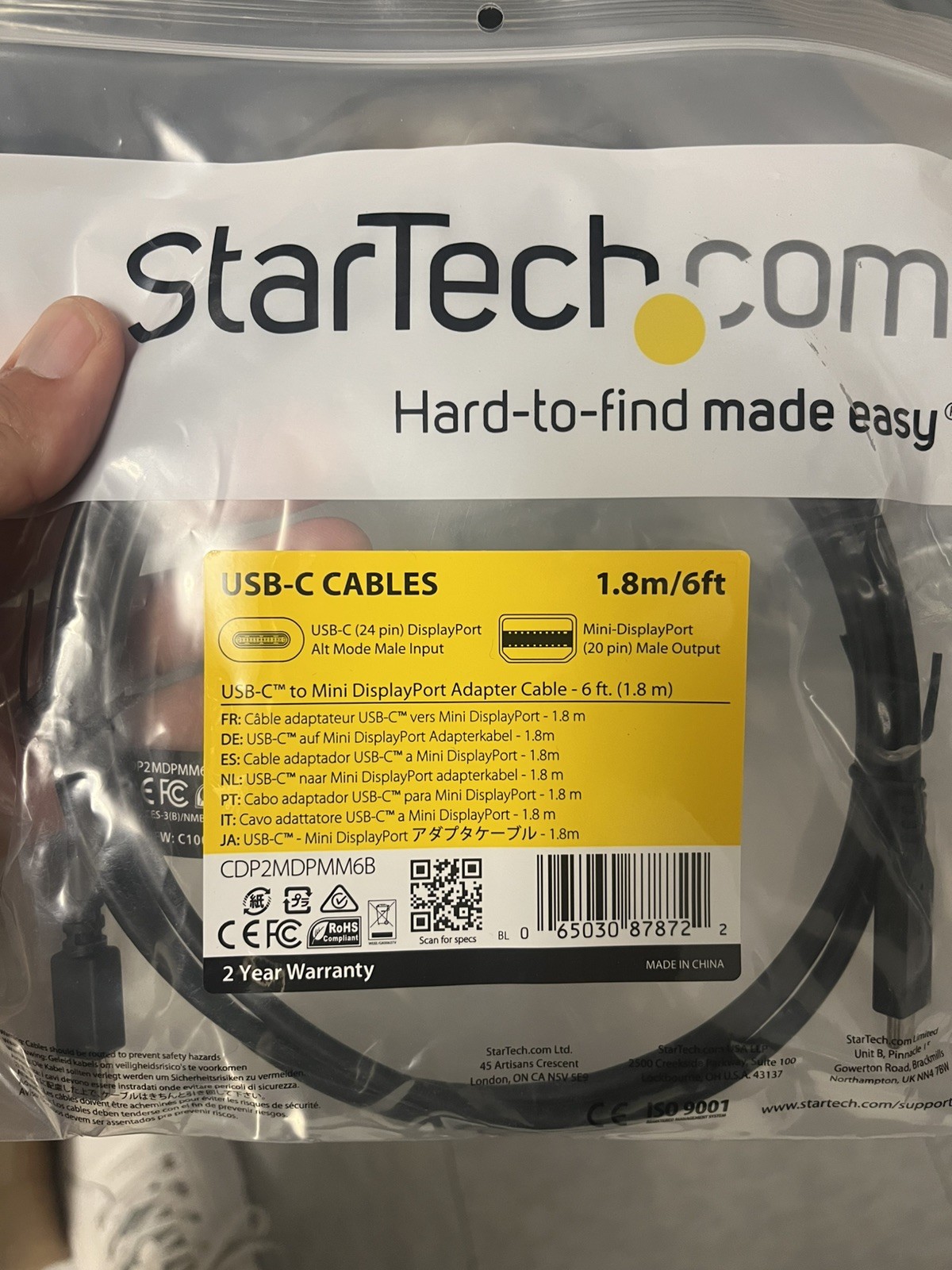 StarTech USB-C to Mini DisplayPort Adapter Cable - 6 ft. (1.8 m)