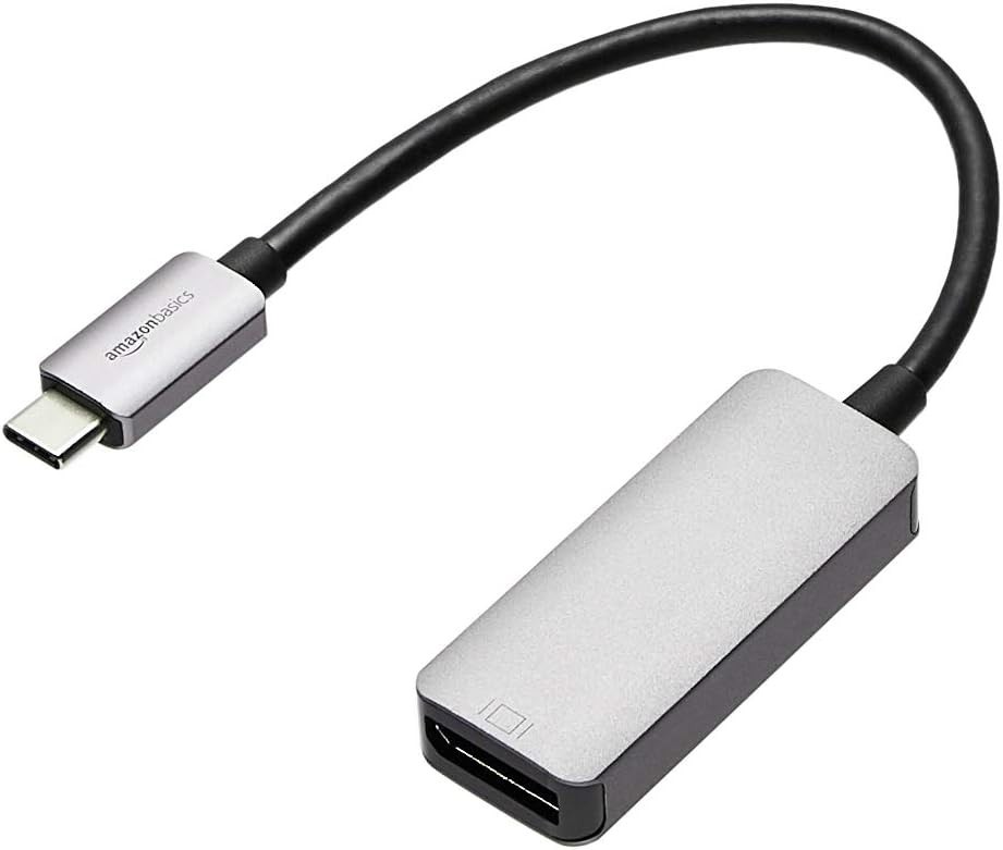 Amazon Basics Aluminum USB-C to DisplayPort Adapter 4K @60Hz Thunderbolt 3
