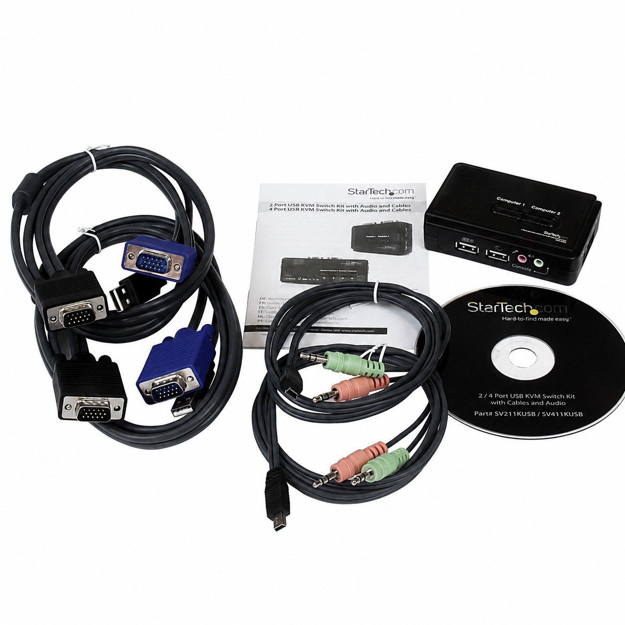 StarTech SV211KUSB 2 Port Black USB KVM Switch Kit with Audio and Cables