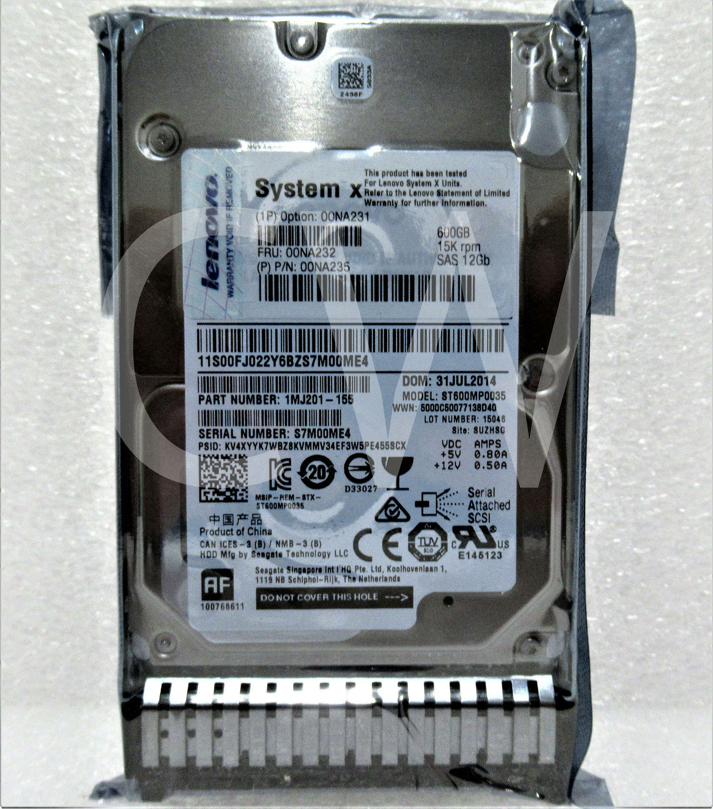 00NA232 00NA231 00NA235 LENOVO 600GB 15K RPM 12Gb/s 2.5" SAS HDD Hard Drive