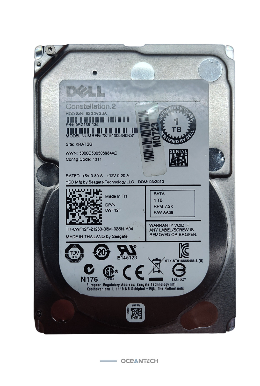 Dell Constellation.2 ST91000640NS 0WF12F SATA 1TB 7.2K 2.5'' HDD 0WF12F