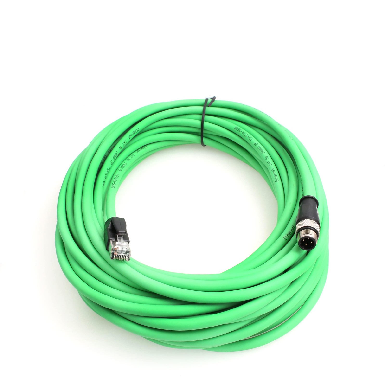 Eonvic M12 D Code 4 Pin Male to RJ45 Plug High Flex Cat5e 40M, Green