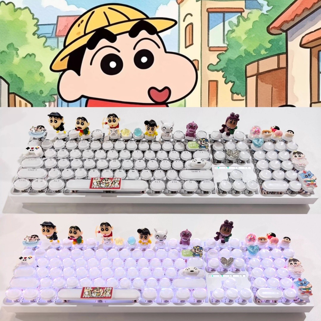 Cartoon Crayon Shin-chan Wireless Mechanical Keyboard RGB Keypad 108Key Tri-mode