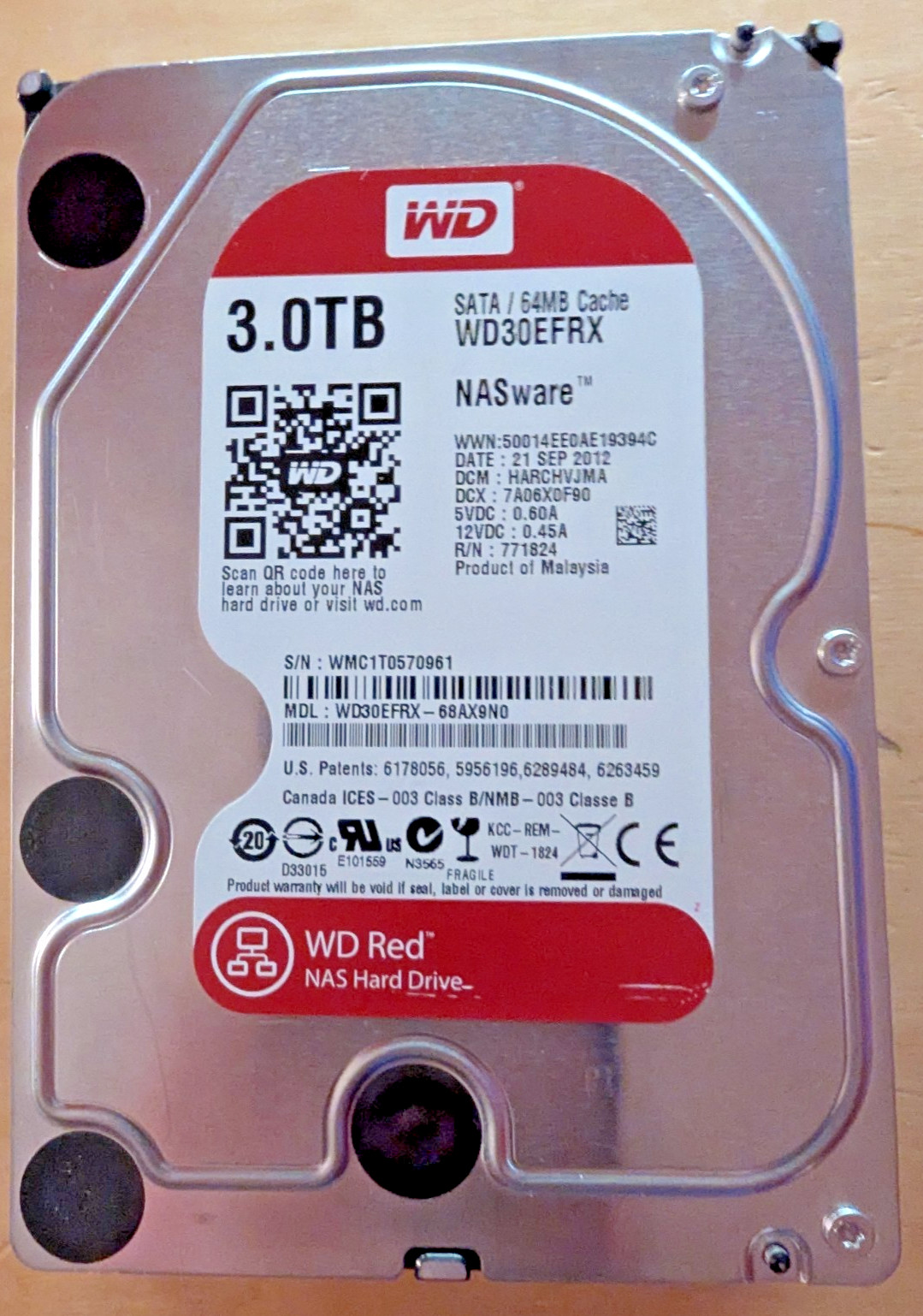 Western Digital WD 3.5" Western Digital Red 3TB SATA III 6Gbps HDD - Works great
