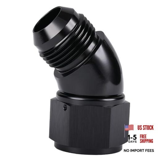 45 Degree Male to Female Swivel Full Flow Fitting 16AN Black - 45 Degree