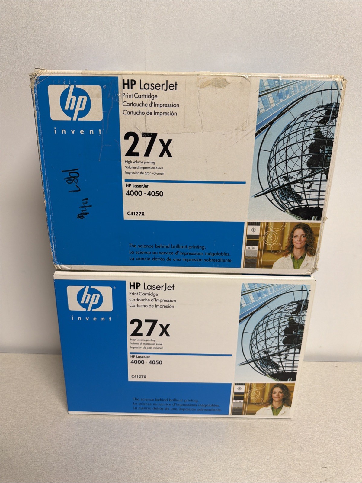 Lot of 2 Genuine HP 27X C4127X Black High Yield Toner LaserJet 4000 4050