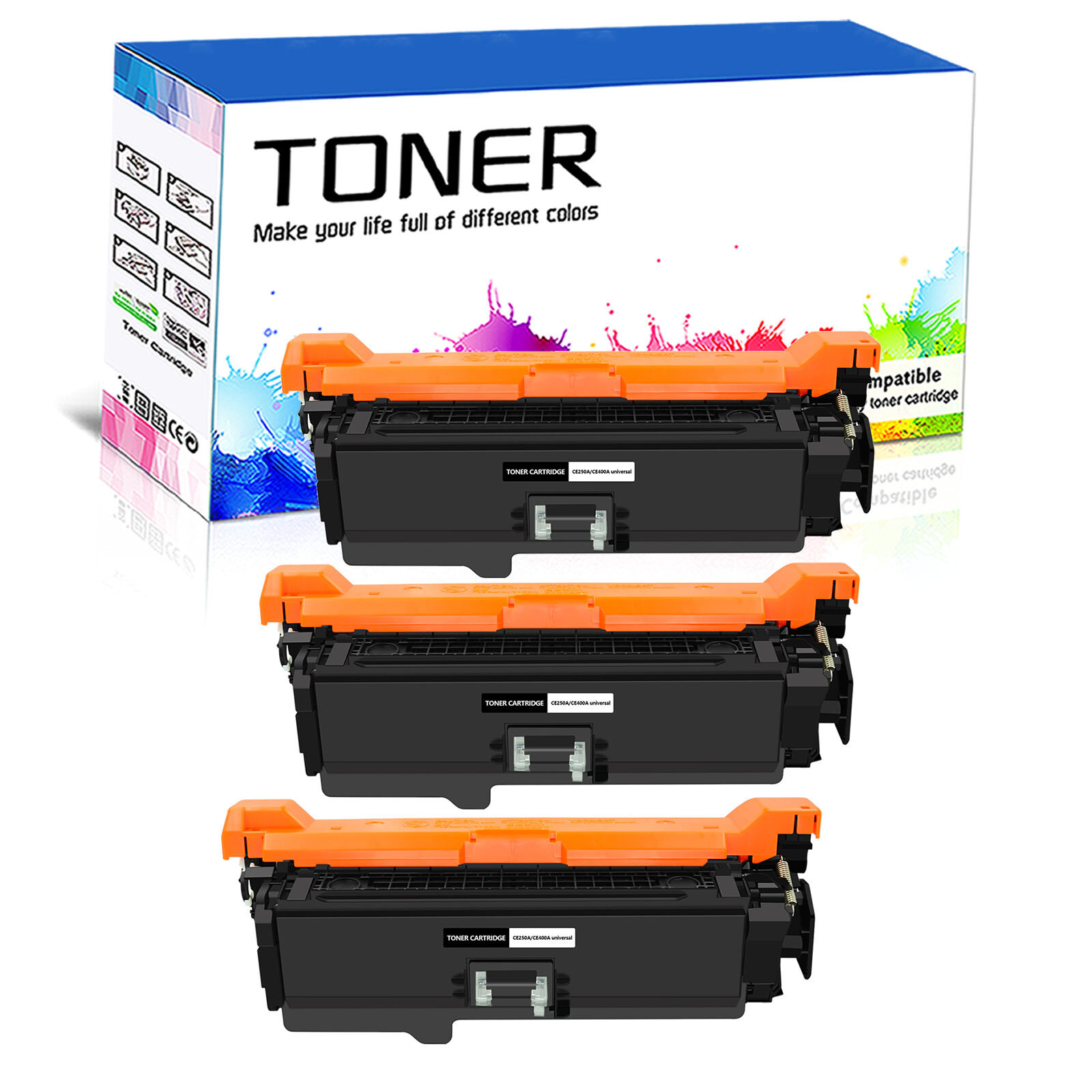 3 PK/Pack Black CE250A 504A Toner for HP LaserJet CP3520 CM3530 CM3530fs CP3525