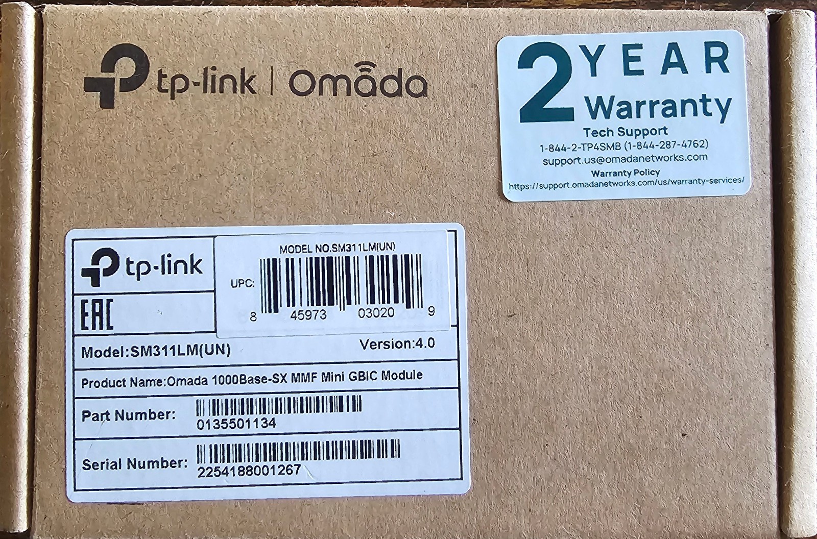 New, Sealed TP-Link Omada 1000Base-SX MMF Mini GBIC SFP Module (SM311LM)