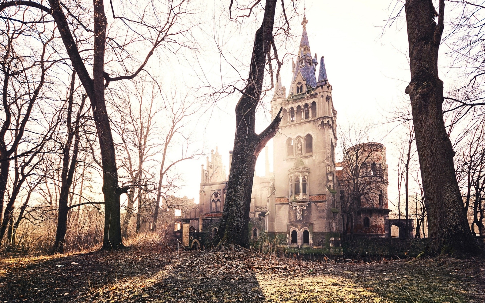 Landscape old building architecture trees gothic Custom Gaming Mat Desk