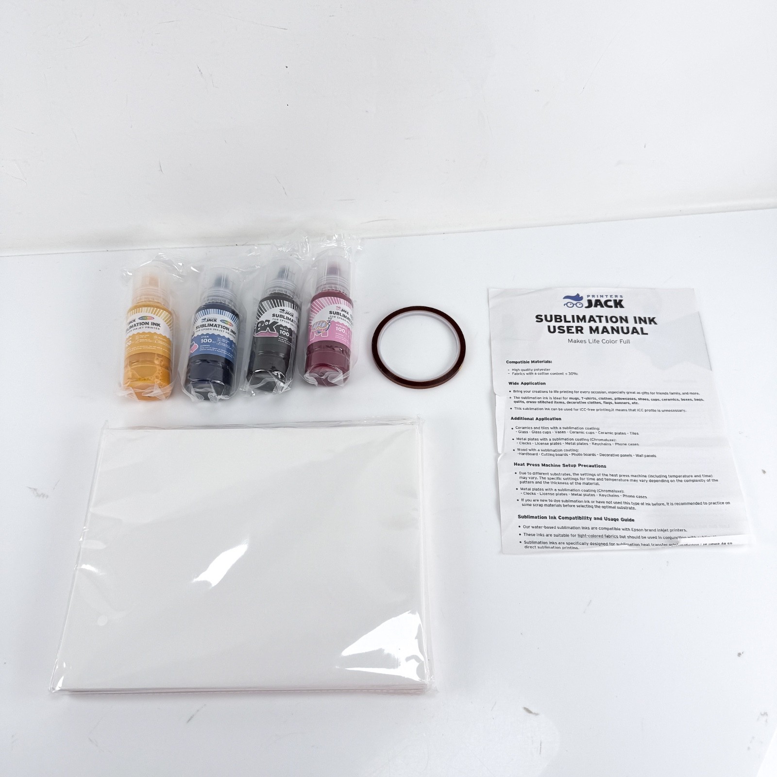 Printers Jack Anti-UV Sublimation Ink 100ml; paper; tape for epson eco tank prin