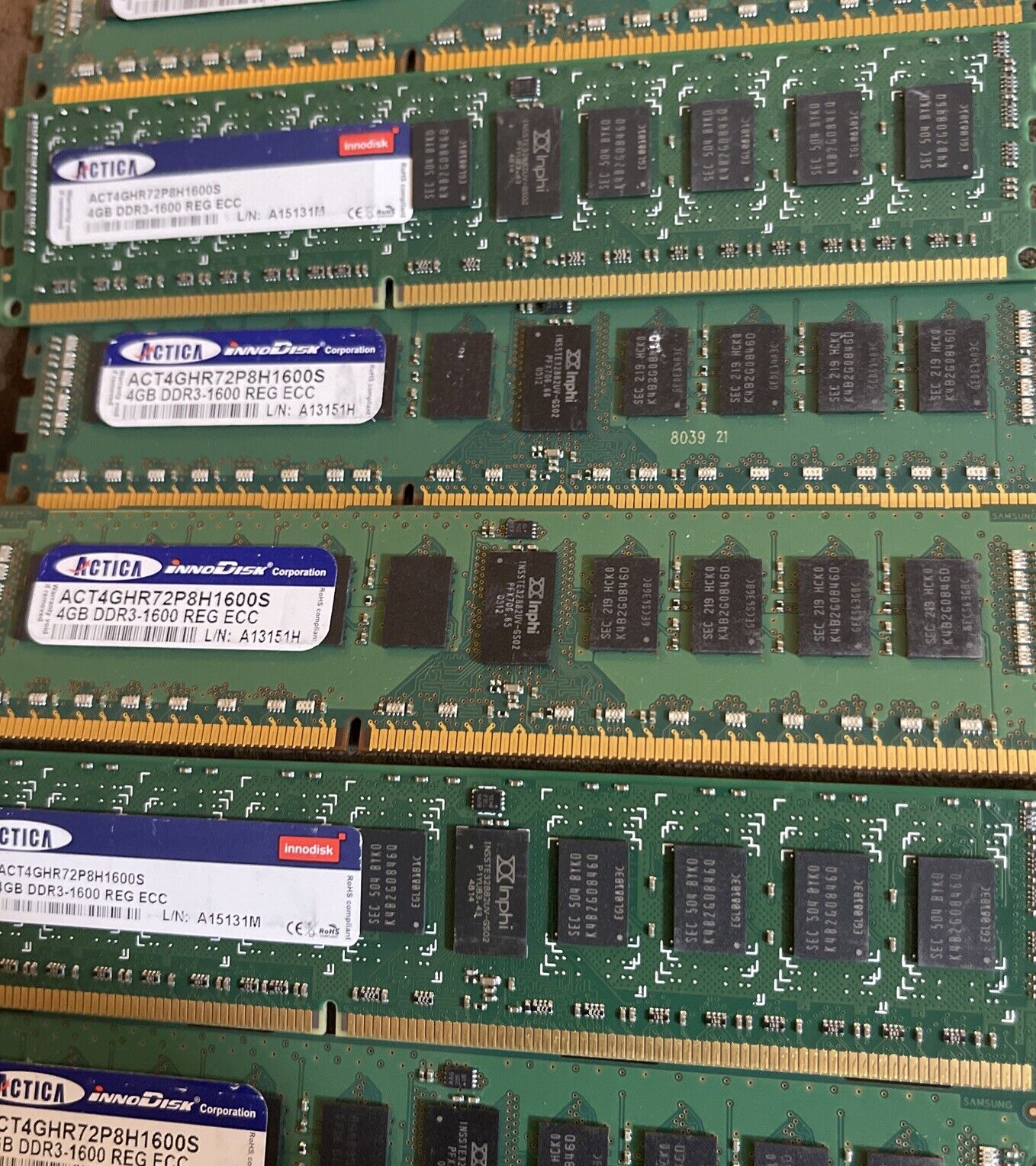 Lot Of 10 ACTICA RAM (10x4GB=40GB) DDR3-1600 REG ECC 40GB Total