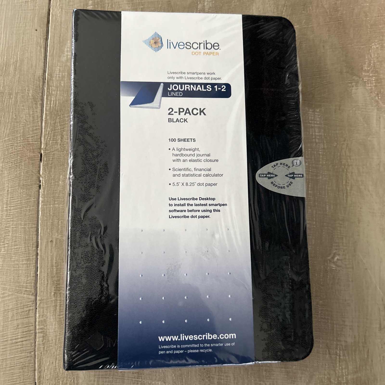Livescribe Dot Paper Lined Journals 1-2 Hard Cover Black 2 Pack - New / Sealed