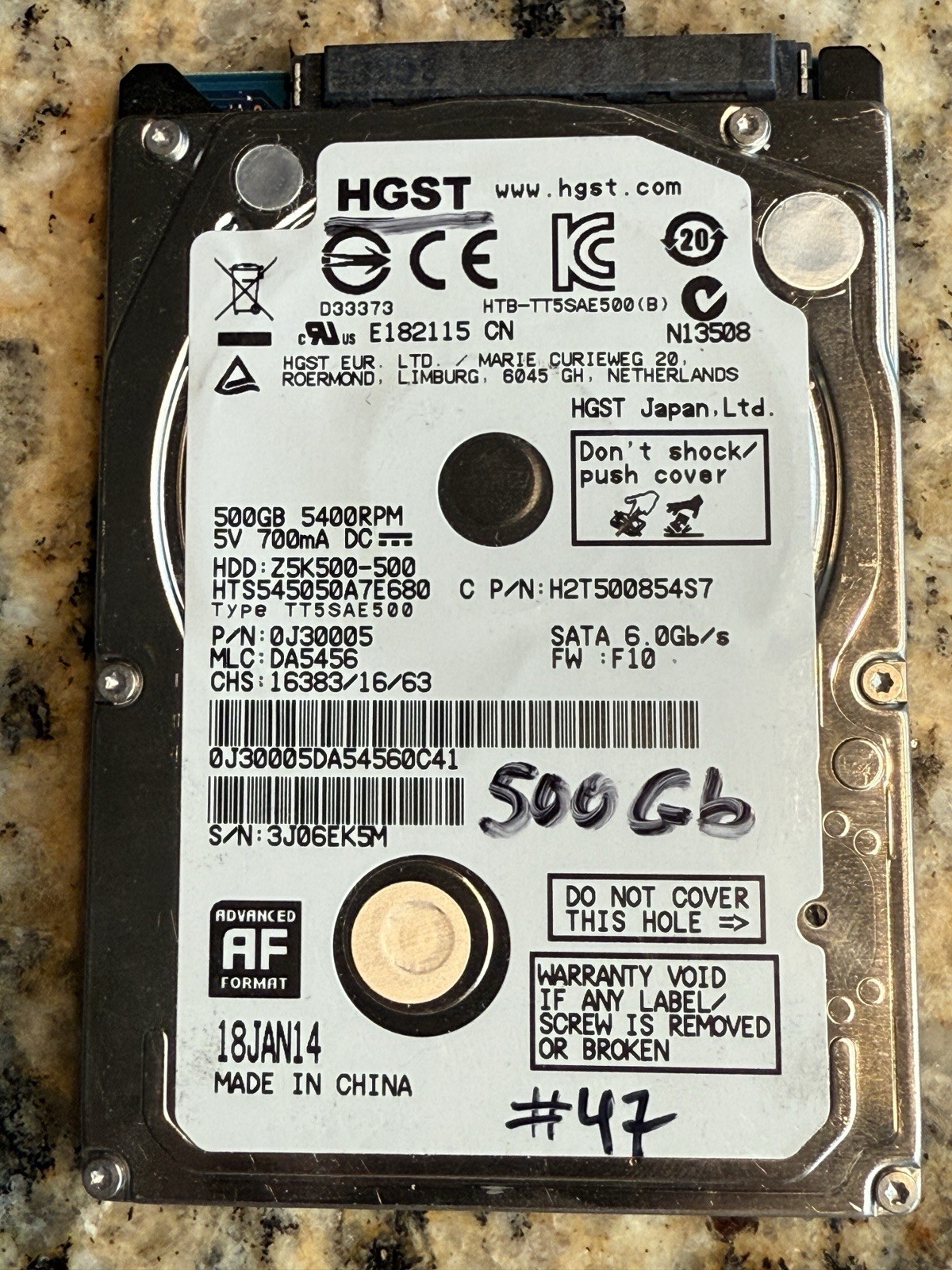 TESTED HGST Travelstar Z5K500 internal HDD For Laptops 500GB HTS545050A7E680 #47