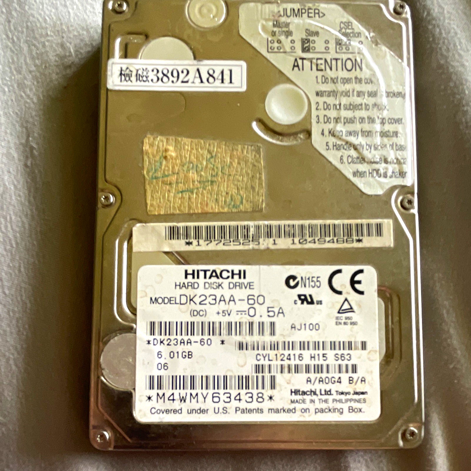Hitachi DK23AA DK23AA-60 6.01GB 2.5" IDE 5400RPM 512KB Laptop HDD UNTESTED